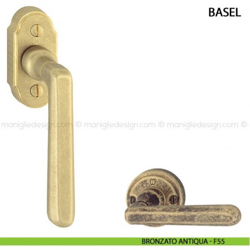 Maniglia per finestra martellina DK Basel Hoppe bronzato antiqua - F55