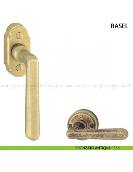 Maniglia per finestra martellina DK Basel Hoppe bronzato antiqua - F55