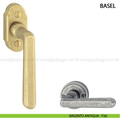 Maniglia per finestra martellina DK Basel Hoppe argento antiqua - F56