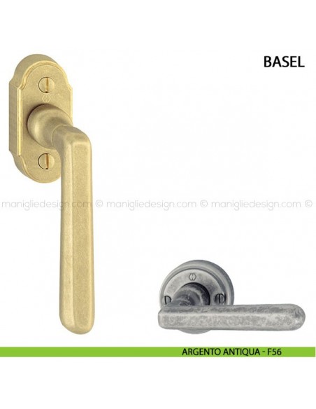 Maniglia per finestra martellina DK Basel Hoppe argento antiqua - F56