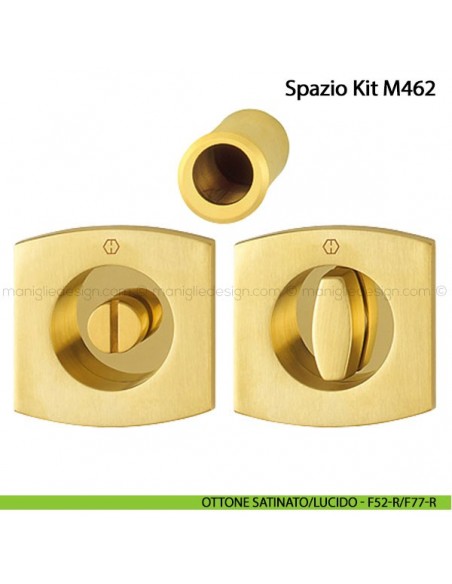 Kit per porta scorrevole con nottolino Hoppe M462 Spazio Kit 2 ottone satinato/lucido - F52-R/F77-R
