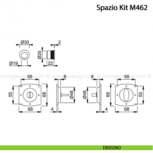Kit per porta scorrevole con nottolino Hoppe M462 Spazio Kit 2 disegno
