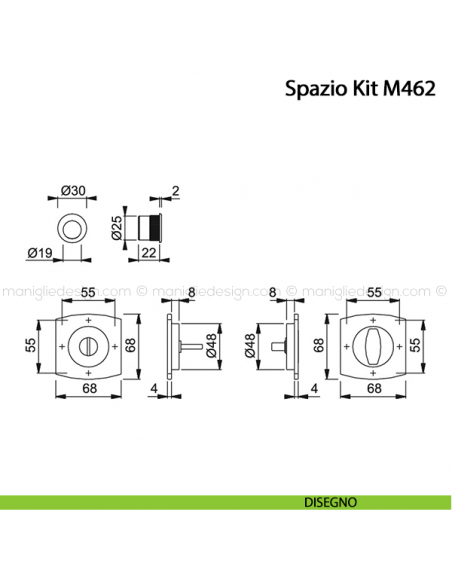 Kit per porta scorrevole con nottolino Hoppe M462 Spazio Kit 2 disegno