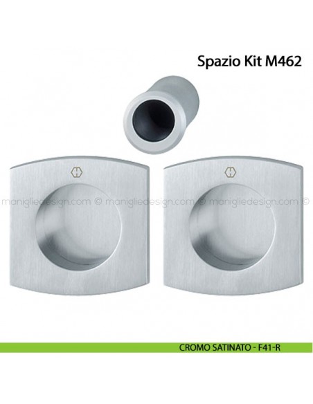 Kit per porta scorrevole senza foro chiave Hoppe M462 Spazio Kit 5 cromo satinato - F41-R