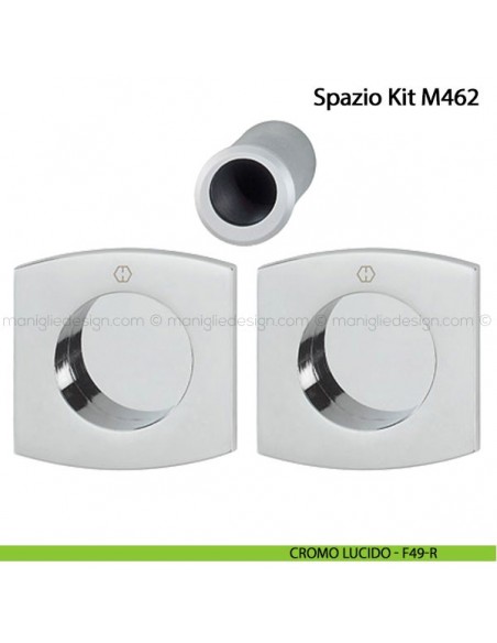 Kit per porta scorrevole senza foro chiave Hoppe M462 Spazio Kit 5 cromo lucido - F49-R