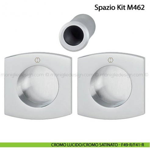 Kit per porta scorrevole senza foro chiave Hoppe M462 Spazio Kit 5 cromo lucido/satinato - F49-R/F41-R