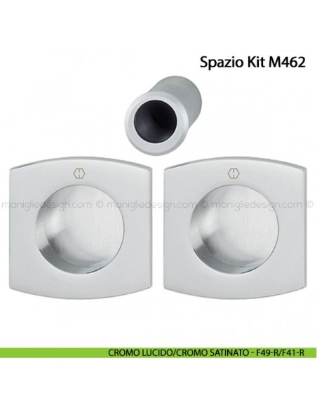 Kit per porta scorrevole senza foro chiave Hoppe M462 Spazio Kit 5 cromo lucido/satinato - F49-R/F41-R