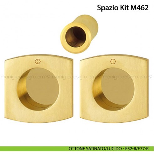 Kit per porta scorrevole senza foro chiave Hoppe M462 Spazio Kit 5 ottone satinato/lucido - F52-R/F77-R