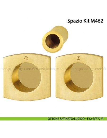 Kit per porta scorrevole senza foro chiave Hoppe M462 Spazio Kit 5 ottone satinato/lucido - F52-R/F77-R