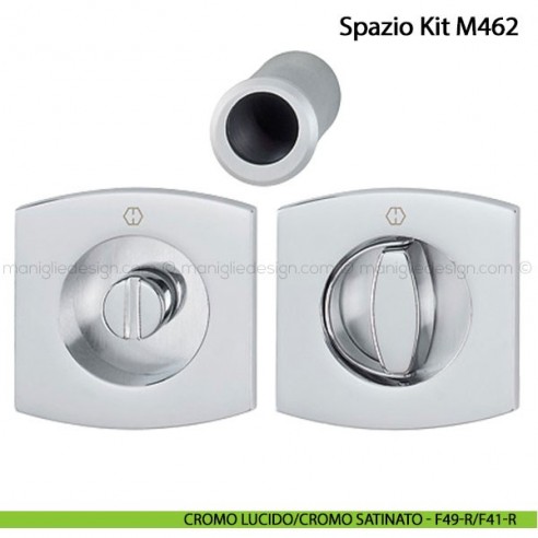 Kit per porta scorrevole nottolino e anello Hoppe M462 Spazio Kit 7 cromo lucido/satinato - F49-R/F41-R