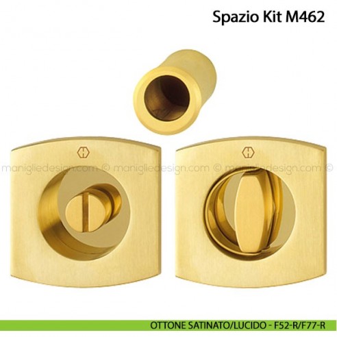 Kit per porta scorrevole nottolino e anello Hoppe M462 Spazio Kit 7 ottone satinato/lucido - F52-R/F77-R