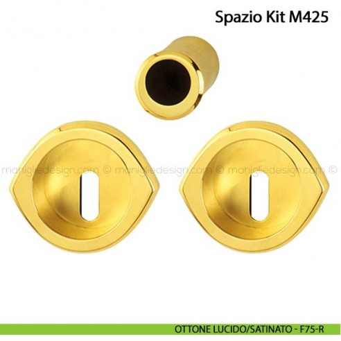Kit per porta scorrevole con foro chiave Hoppe M425 Spazio Kit 4 ottone lucido/satinato - F75-R