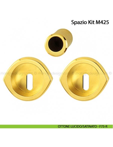 Kit per porta scorrevole con foro chiave Hoppe M425 Spazio Kit 4 ottone lucido/satinato - F75-R