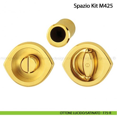 Kit per porta scorrevole nottolino e anello Hoppe M425 Spazio Kit 7 ottone lucido/satinato - F75-R
