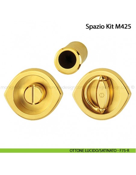 Kit per porta scorrevole nottolino e anello Hoppe M425 Spazio Kit 7 ottone lucido/satinato - F75-R