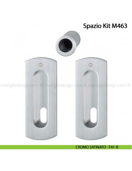 Kit per porta scorrevole con foro chiave Hoppe M463 Spazio Kit 4 cromo satinato - F41-R