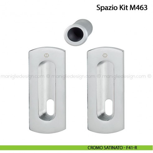 Kit per porta scorrevole con foro chiave Hoppe M463 Spazio Kit 4 cromo lucido/cromo satinato - F49-R/F41-R
