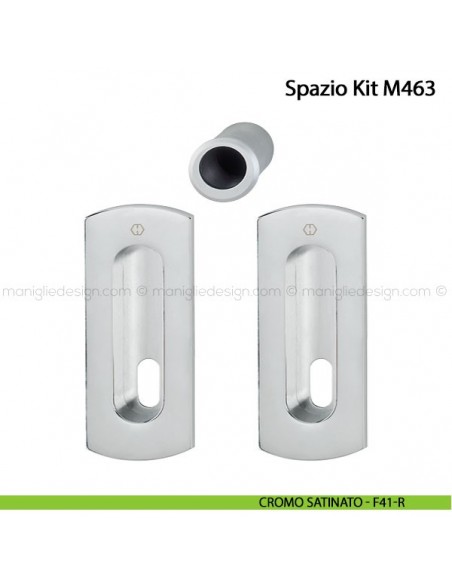 Kit per porta scorrevole con foro chiave Hoppe M463 Spazio Kit 4 cromo lucido/cromo satinato - F49-R/F41-R