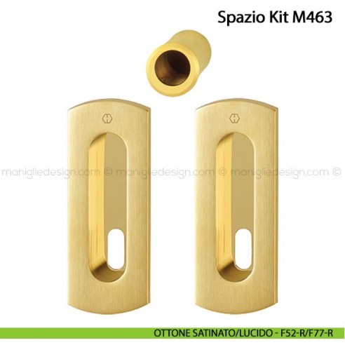 Kit per porta scorrevole con foro chiave Hoppe M463 Spazio Kit 4 ottone satinato/lucido - F52-R/F77-R