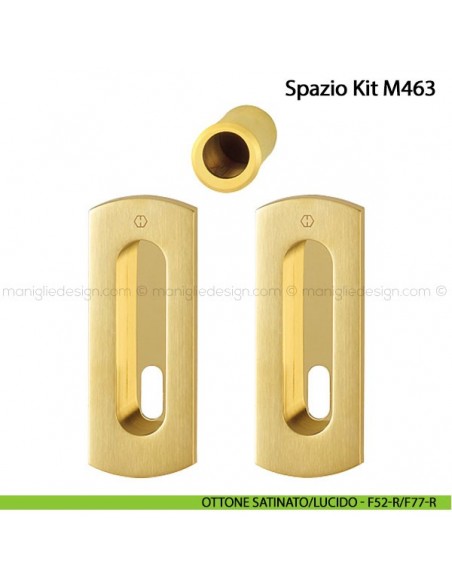 Kit per porta scorrevole con foro chiave Hoppe M463 Spazio Kit 4 ottone satinato/lucido - F52-R/F77-R