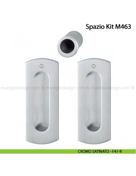Kit per porta scorrevole senza foro chiave Hoppe M463 Spazio Kit 5 cromo satinato F41-R