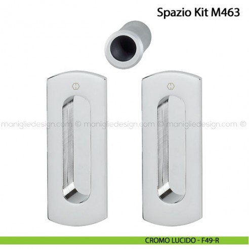 Kit per porta scorrevole senza foro chiave Hoppe M463 Spazio Kit 5 cromo lucido - F49-R