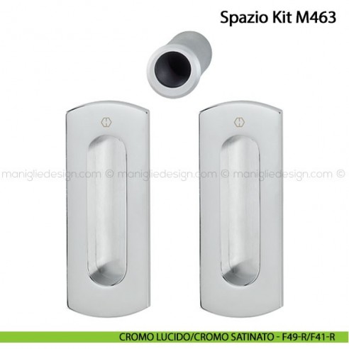 Kit per porta scorrevole senza foro chiave Hoppe M463 Spazio Kit 5 cromo lucido/cromo satinato - F49-R/F41-R