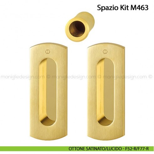 Kit per porta scorrevole senza foro chiave Hoppe M463 Spazio Kit 5 ottone lucido/satinato - F52-R/F77-R