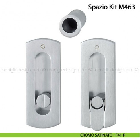 Kit per porta scorrevole nottolino e anello Hoppe M463 Spazio Kit 7 cromo satinato - F41-R