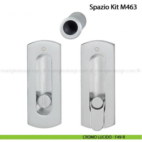 Kit per porta scorrevole nottolino e anello Hoppe M463 Spazio Kit 7 cromo lucido - F49-R