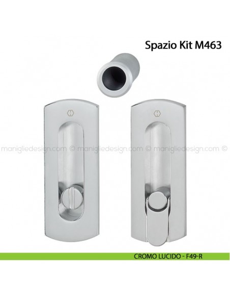 Kit per porta scorrevole nottolino e anello Hoppe M463 Spazio Kit 7 cromo lucido - F49-R