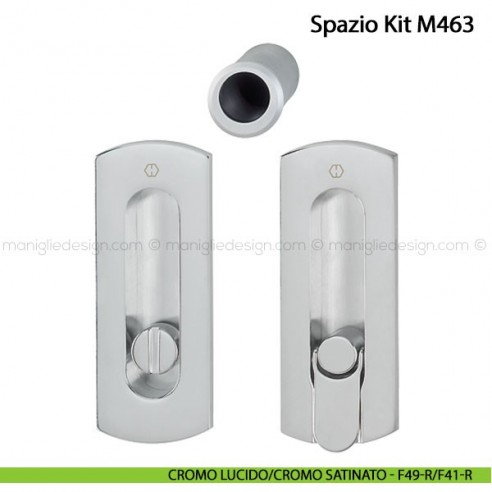 Kit per porta scorrevole nottolino e anello Hoppe M463 Spazio Kit 7 cromo lucido/cromo satinato - F49-R/F41-R