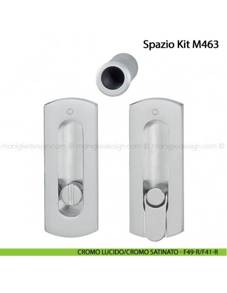 Kit per porta scorrevole nottolino e anello Hoppe M463 Spazio Kit 7 cromo lucido/cromo satinato - F49-R/F41-R