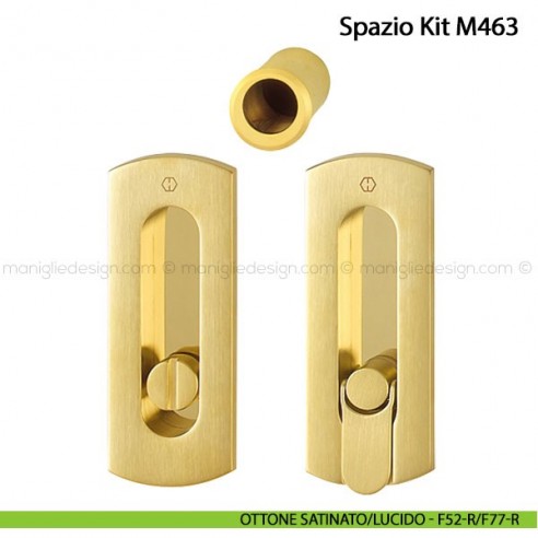 Kit per porta scorrevole nottolino e anello Hoppe M463 Spazio Kit 7 ottone satinato/lucido - F52-R/F77-R