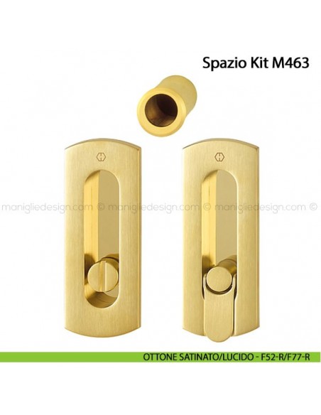 Kit per porta scorrevole nottolino e anello Hoppe M463 Spazio Kit 7 ottone satinato/lucido - F52-R/F77-R