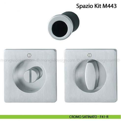 Kit per porta scorrevole quadrato con nottolino Hoppe M443 Spazio Kit 2 cromo satinato - F41-R
