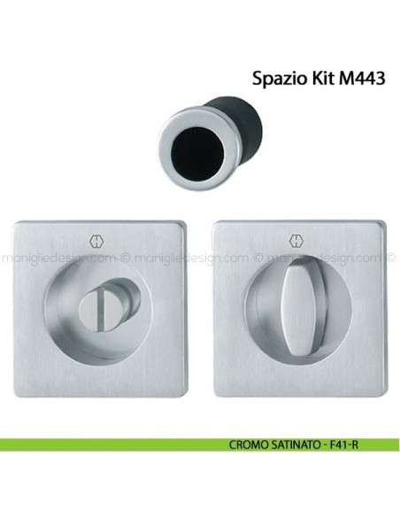 Kit per porta scorrevole quadrato con nottolino Hoppe M443 Spazio Kit 2 cromo satinato - F41-R