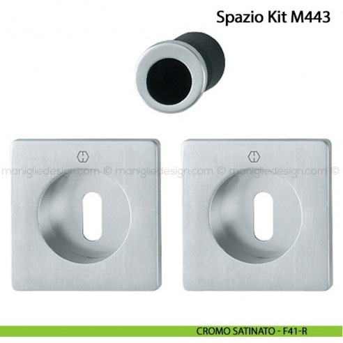 Kit per porta scorrevole quadrato con foro chiave Hoppe M443 Spazio Kit 4 cromo satinato - F41-R