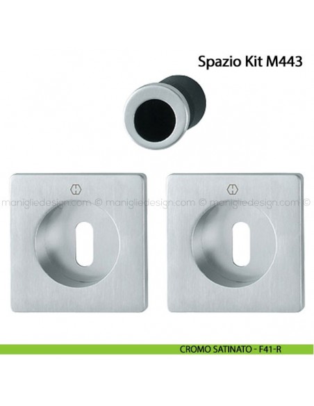 Kit per porta scorrevole quadrato con foro chiave Hoppe M443 Spazio Kit 4 cromo satinato - F41-R