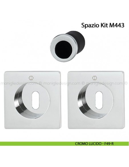 Kit per porta scorrevole quadrato con foro chiave Hoppe M443 Spazio Kit 4 cromo lucido - F49-R
