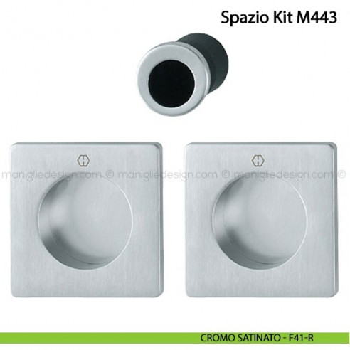 Kit per porta scorrevole quadrato senza foro chiave Hoppe M443 Spazio Kit 5 cromo satinato - F41-R