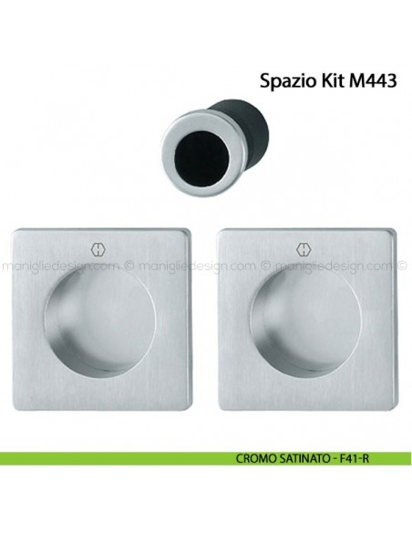 Kit per porta scorrevole quadrato senza foro chiave Hoppe M443 Spazio Kit 5 cromo satinato - F41-R