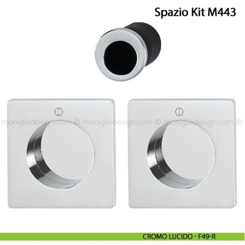 Kit per porta scorrevole quadrato senza foro chiave Hoppe M443 Spazio Kit 5 cromo lucido - F49-R