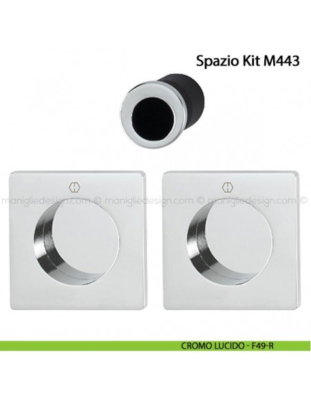 Kit per porta scorrevole quadrato senza foro chiave Hoppe M443 Spazio Kit 5 cromo lucido - F49-R