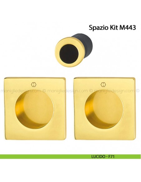 Kit per porta scorrevole quadrato senza foro chiave Hoppe M443 Spazio Kit 5 lucido - F71