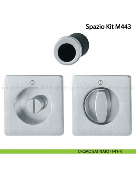 Kit per porta scorrevole quadrato nottolino e anello Hoppe M443 Spazio Kit 7 cromo satinato F41-R