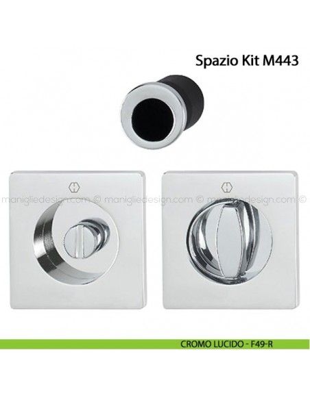 Kit per porta scorrevole quadrato nottolino e anello Hoppe M443 Spazio Kit 7 cromo lucido F49-R