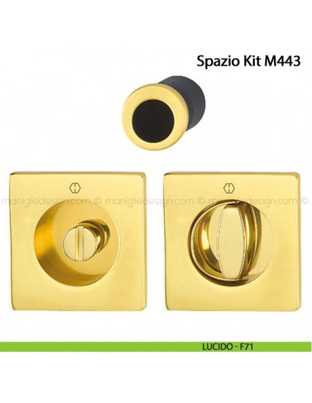 Kit per porta scorrevole quadrato nottolino e anello Hoppe M443 Spazio Kit 7 lucido F71