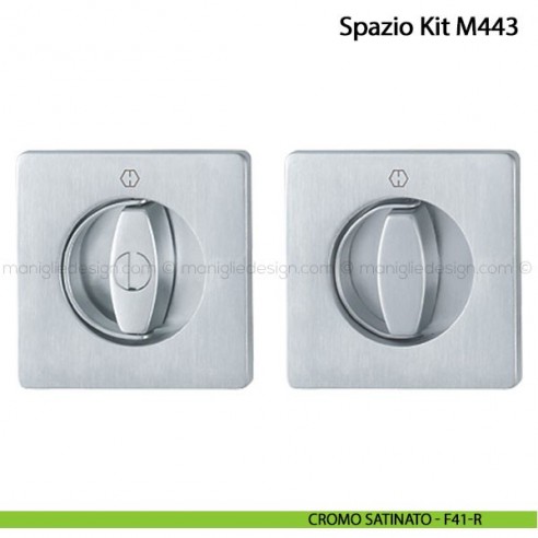 Kit per porta scorrevole quadrato nottolino con anello interno esterno Hoppe M443 Spazio Kit 10 cromo satinato - F41-R