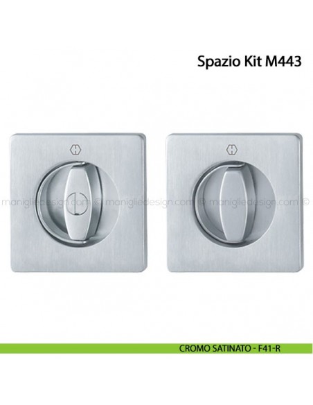 Kit per porta scorrevole quadrato nottolino con anello interno esterno Hoppe M443 Spazio Kit 10 cromo satinato - F41-R